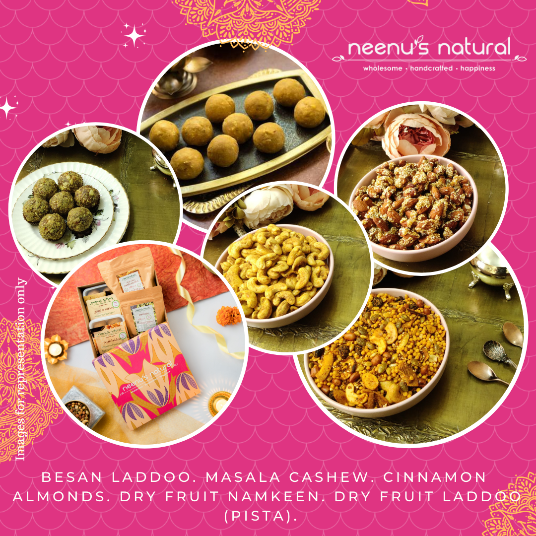 Gift 28 - Box Pack - Flavoured nuts+Crispy Namkeen +Laddoo