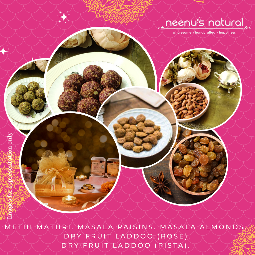 Gift 27 - Hamper -Available Only In Bangalore - Assorted Dry fruit Laddoo+Flavoured nuts+Crispy Namkeen