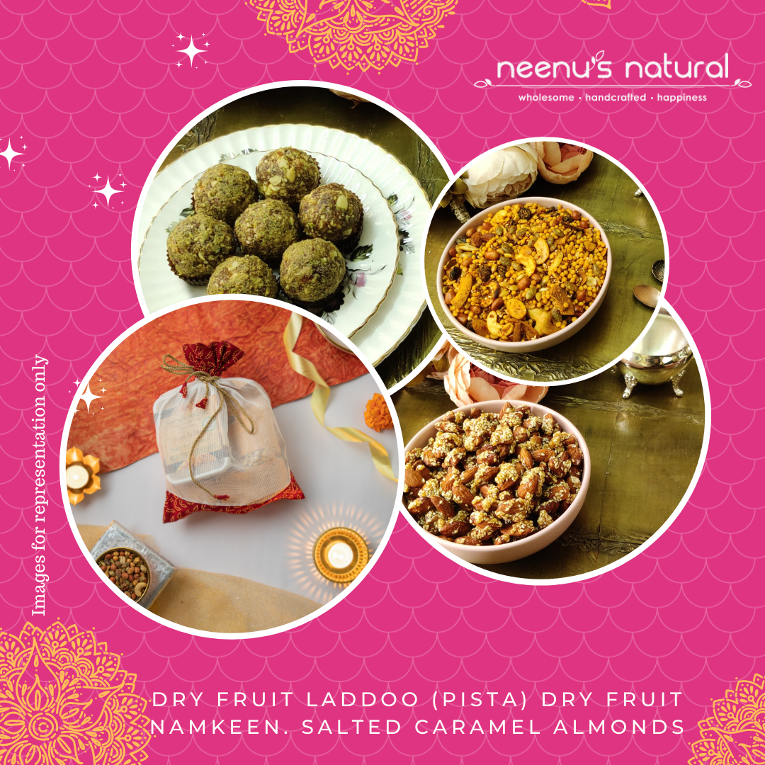 Gift 39 - Gift Bag - Dry fruit Laddoo+Flavoured nuts+Crispy Namkeen