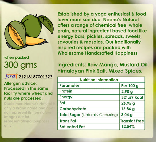 traditional mango pickle nutrition