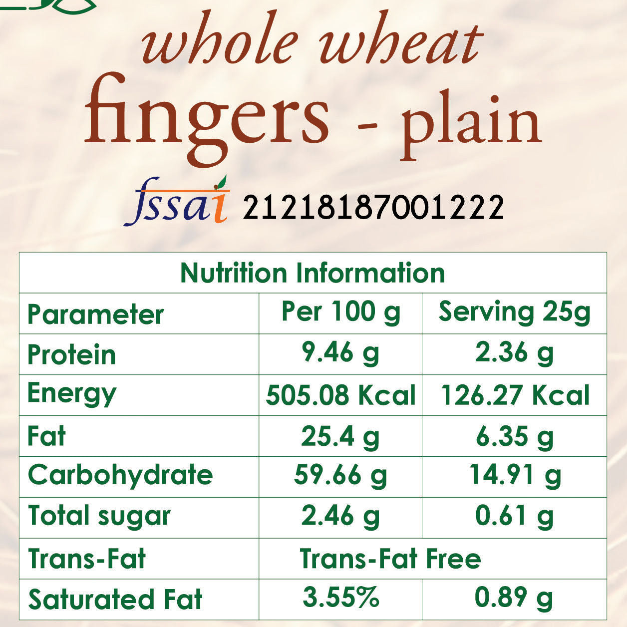 whole wheat fingers plain nutrition
